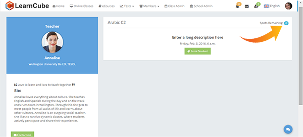 learncube-enrol student spots